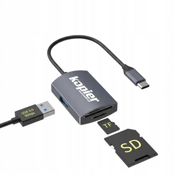 Przejdź do produktu Czytnik Karty Pamięci KOPIER SD / Micro SD (TF) + HUB USB 3.0 Adapter USB-C  3 w 1