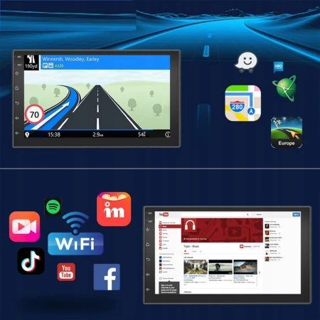 Radio Smochodowe 2DIN + Kamera 12 LED KOPIER Zestaw Android WiFi