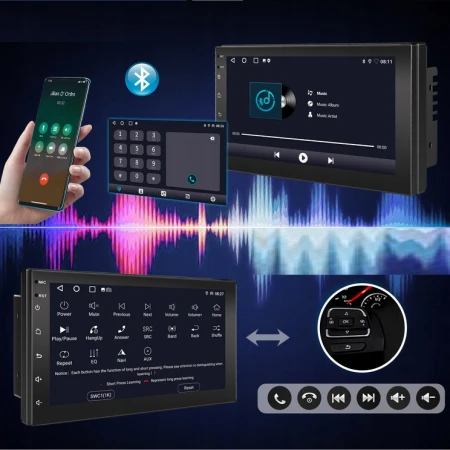 Radio Smochodowe 2DIN + Kamera 12 LED KOPIER Zestaw Android WiFi