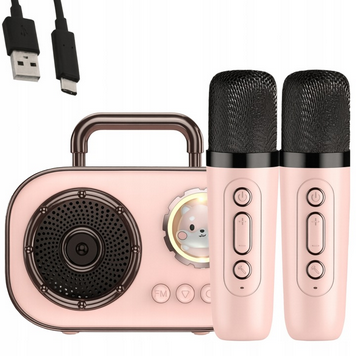Głośnik Przenośny KOPIER Zestaw Karaoke RGB Bluetooth 2 Mikrofony
