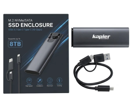 Obudowa Dysku KOPIER M.2 SSD NVMe/SATA USB-C 3.2 10Gbps do 8TB Dual-Protocol