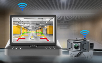 Bezprzewodowy Zestaw Cofania KOPIER WiFi AHD Monitor 4,3" Zamykany + Kamera HD