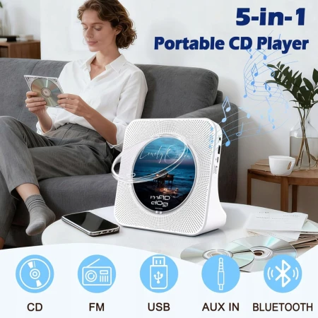 Odtwarzacz Przenośny CD KOPIER Głośnik Bluetooth Radio + Pilot