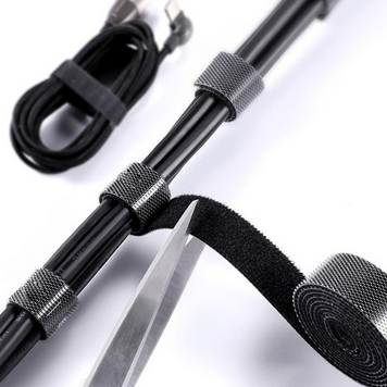 TAŚMA RZEP DO KABLI CZARNY 2m