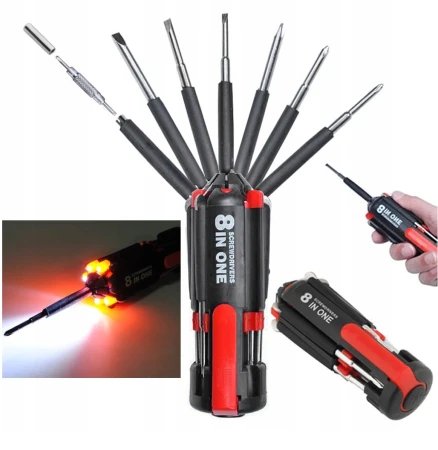 Śrubokręt Składany + Latarka KOPIER 8w1 Multitool