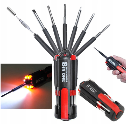 Przejdź do produktu Śrubokręt Składany + Latarka KOPIER 8w1 Multitool
