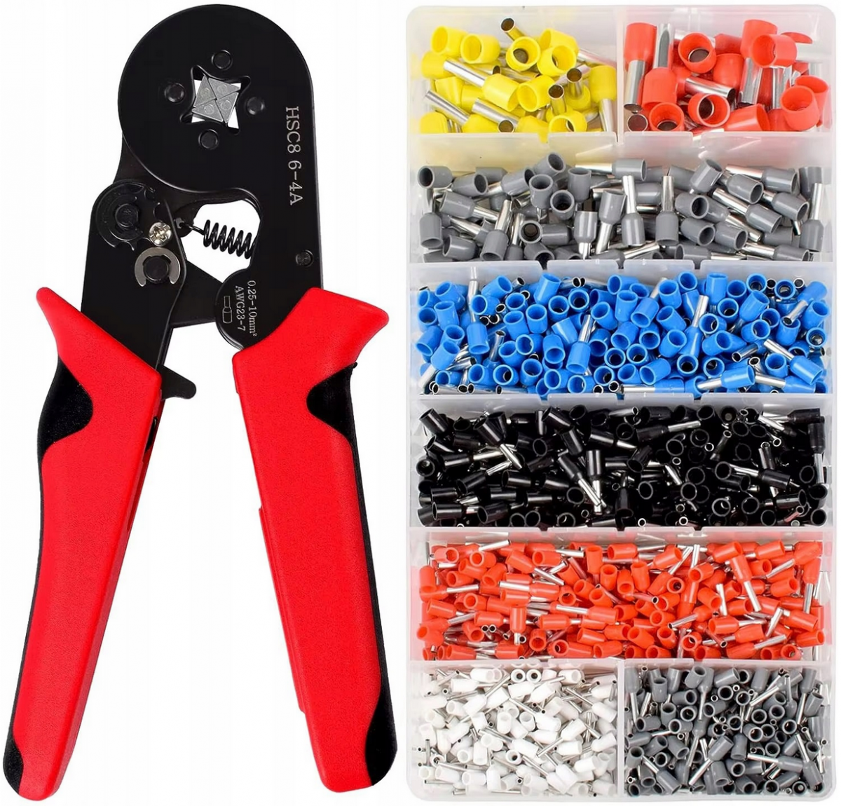 Zestaw Zaciskarka do Tulejek + 1300szt Tulejek do Kabli KOPIER Tulejki od 0,5mm do 10mm