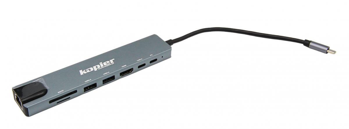 Adapter HUB USB-C KOPIER 8w1 2xUSB HDMI LAN