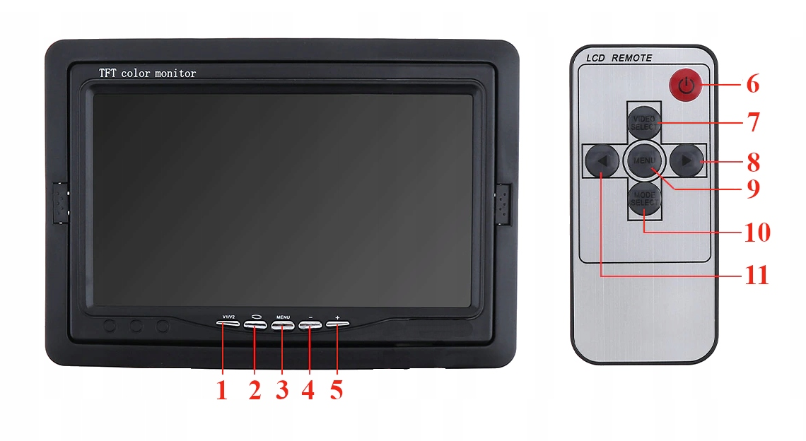 Monitor Samochodowy do Kamery Cofania  7 