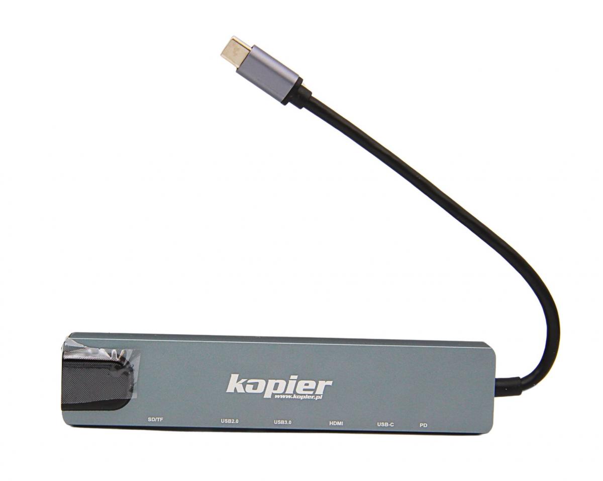 Adapter HUB USB-C KOPIER 8w1 2xUSB HDMI LAN