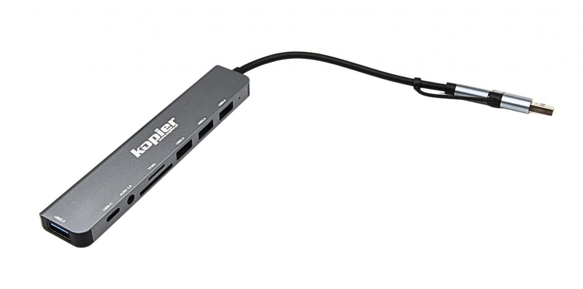 Adapter HUB USB-C KOPIER 8w1 USB czytnik kart audio