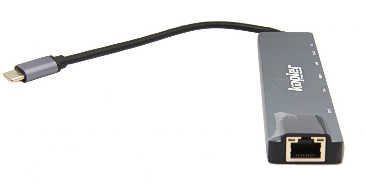 Adapter HUB USB-C KOPIER 8w1 2xUSB HDMI LAN