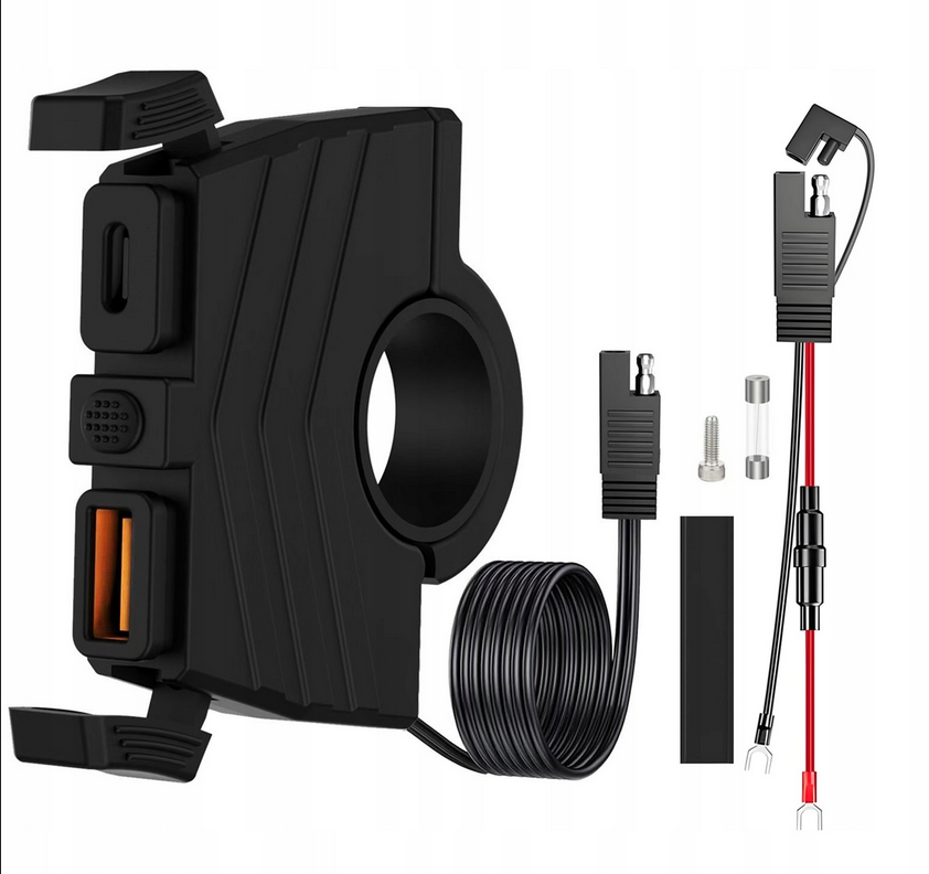 ŁADOWARKA MOTOCYKLOWA GNIAZDO USB QC3.0 + USB-C PD MOTOCYKL SZYBKIE