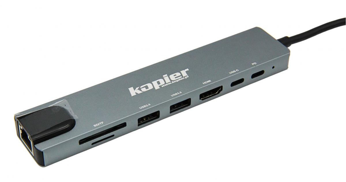 Adapter HUB USB-C KOPIER 8w1 2xUSB HDMI LAN