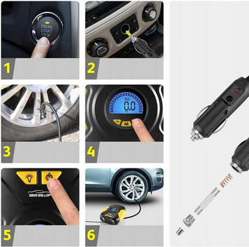 Kompresor Samochodowy KOPIER Pompka Sprężarka 12V LED LCD 120W