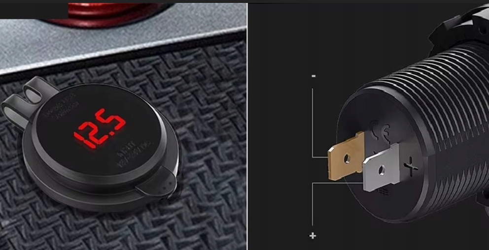 GNIAZDO ŁADOWARKA DO ZAPALNICZKI MOTORU SAMOCHODU QC 3.0 WOLTOMIERZ 12V 24V