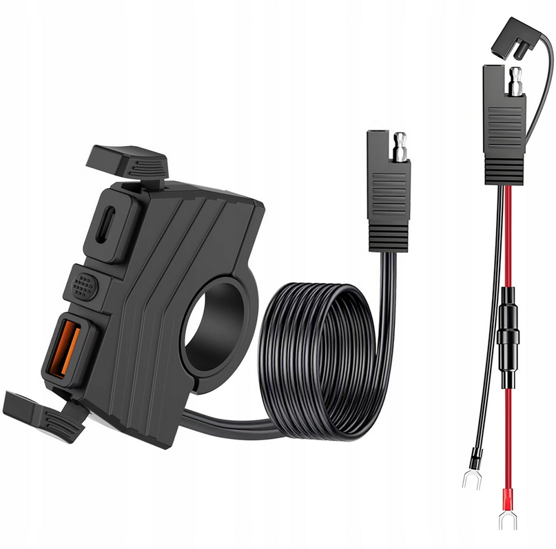 ŁADOWARKA MOTOCYKLOWA GNIAZDO USB QC3.0 + USB-C PD MOTOCYKL SZYBKIE