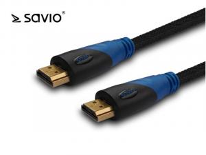 Kabel HDMI v1.4 Savio CL-48 oplot nylon, 4Kx2K, 2m, wielopak 10szt.