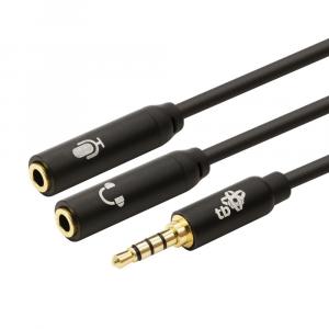 Kabel 3,5mm Mini Jack - 2x 3,5mm Mini Jack M/F adapter 30cm