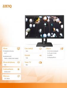 Monitor 21.5 22E1Q MVA DP HDMI Głośniki
