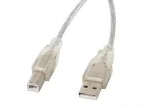 Kabel USB 2.0 AM-BM 5M Ferryt przezroczysty