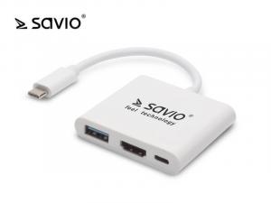 Adapter USB Typ C HDMI, USB 3.0, PD SAVIO AK-48