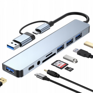 Adapter HUB USB-C KOPIER 8w1 USB czytnik kart audio