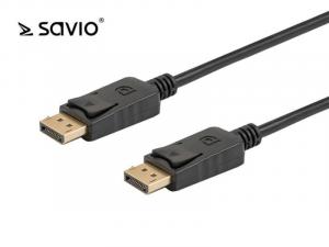 Kabel DisplayPort M - DisplayPort M Savio CL-135, wersja 1.2, 4K, pozłacane końcówki, 1m