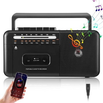 Przenośne Radio KOPIER Magnetofon Kasetowy Bluetooth, AM/FM/SW