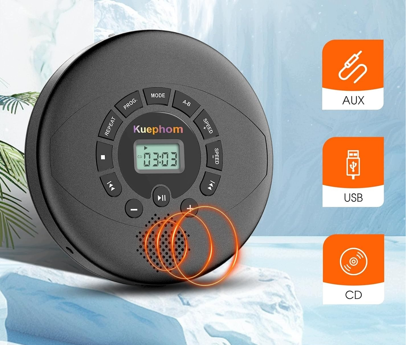 Odtwarzacz CD KOPIER Przenośny MP3 Bluetooth Głośnik + Słuchawki